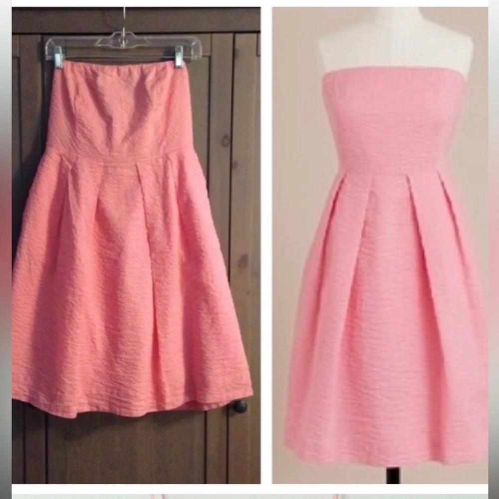 JCrew Pink Strapless Timeless Midlength Dress - Picture 1 of 4